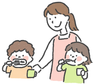 子ども達が歯磨きしている様子