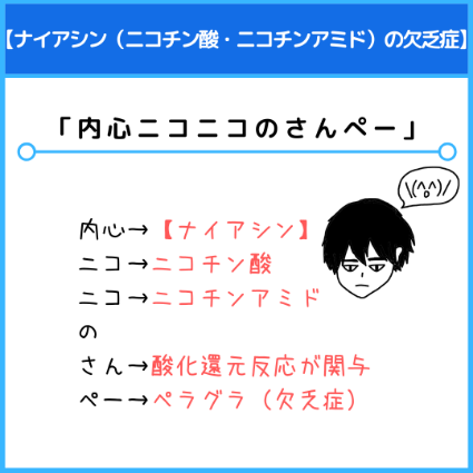 ナイアシン（ニコチン酸・ニコチンアミド）の欠乏症