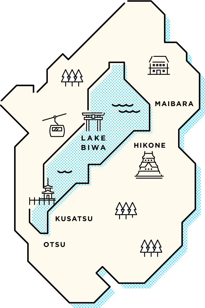 琵琶湖・米原・彦根城・草津・大津などがあります